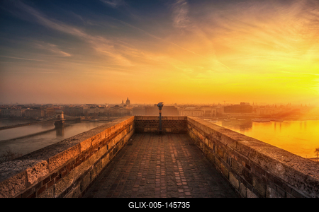 Reggeli panoráma a Budai várból-stock-foto