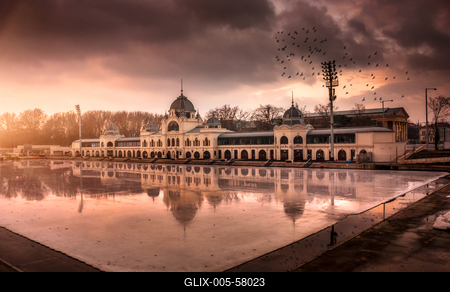 Budapest, Városligeti Műjégpálya-stock-foto