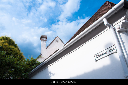 Szentendre, házak az Alkotmány utcában.-stock-foto