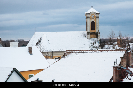 Szentendre, a Péter-Pál templom látványa-stock-foto
