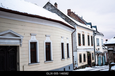 Szentendre, műemlék házak a Dumtsa Jenő utcában-stock-foto