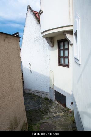 Szentendre, mediterrán hangulatú házak-stock-foto