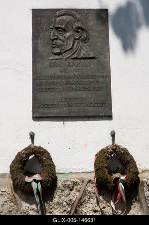 Zebegény, Kós Károly emléktábla-stock-foto
