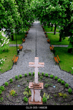 Nagymaros, Fő tér-stock-foto