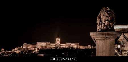 Budapest Buda castle at night-stock-foto