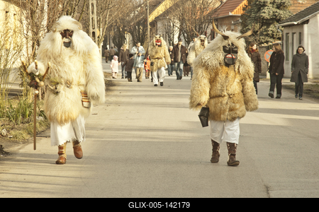 A busójárás, mint népszokási örökség, az UNESCO az Emberiség Szellemi Kulturális Örökség reprezentatív listájára került fel 2009-ben.-stock-foto