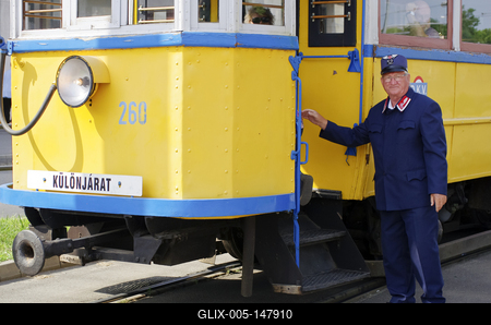 Nosztalgia villamos Debrecenben-stock-foto