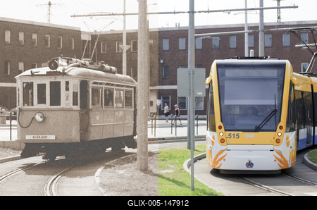 Nosztalgia villamos Debrecenben-stock-foto