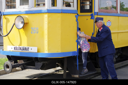 Nosztalgia villamos Debrecenben-stock-foto