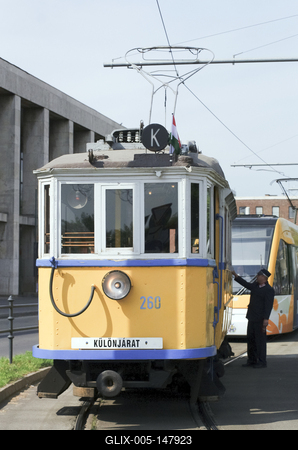 Nosztalgia villamos Debrecenben-stock-foto