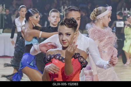 TÁNCSPORT MAGYAR BAJNOKSÁGOK HUNGARIAN DANCE OPEN februar 2-3 2019  MOM SPORT CENTER/BUDAPEST/HUNGARY-stock-foto