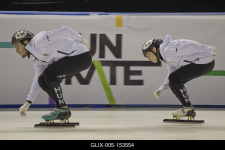 A 2020-as debreceni rövidpályás gyorskorcsolya Európa-bajnokság előtt, április 30-án nyílt edzést tartott a magyar válogatott a debreceni Főnix csarnokban.-stock-foto