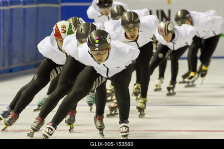 A 2020-as debreceni rövidpályás gyorskorcsolya Európa-bajnokság előtt, április 30-án nyílt edzést tartott a magyar válogatott a debreceni Főnix csarnokban.-stock-foto