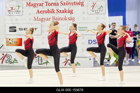 Aerobic Magyar Bajnokság 2019 Nyíradony, Harangi sportcsarno-stock-foto