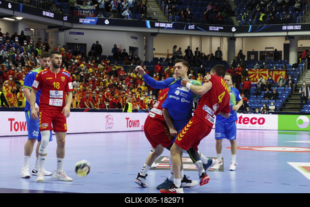 Mens' EHF Euro 2022 Debrecen(Főnix Arena)Slovenia v North Macedonia-stock-foto