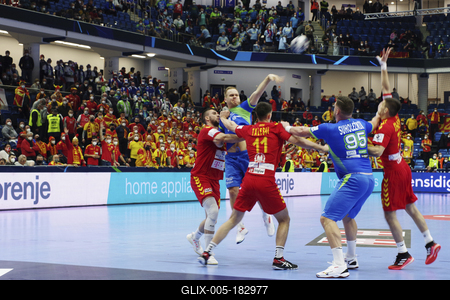 Mens' EHF Euro 2022 Debrecen(Főnix Arena)Slovenia v North Macedonia-stock-foto