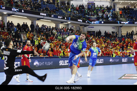 Mens' EHF Euro 2022 Debrecen(Főnix Arena)Slovenia v North Macedonia-stock-foto