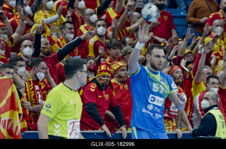 Mens' EHF Euro 2022 Debrecen(Főnix Arena)Slovenia v North Macedonia-stock-foto