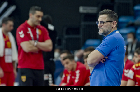 Mens' EHF Euro 2022 Debrecen(Főnix Arena)Slovenia v North Macedonia-stock-foto