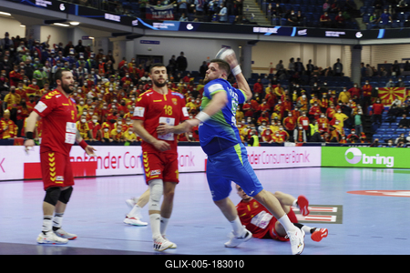 Mens' EHF Euro 2022 Debrecen(Főnix Arena)Slovenia v North Macedonia-stock-foto