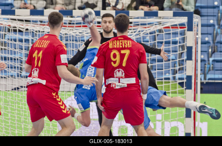 Mens' EHF Euro 2022 Debrecen(Főnix Arena)Slovenia v North Macedonia-stock-foto