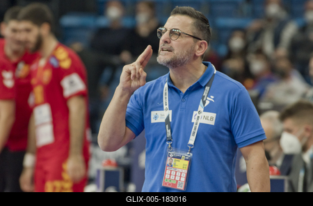 Mens' EHF Euro 2022 Debrecen(Főnix Arena)Slovenia v North Macedonia-stock-foto