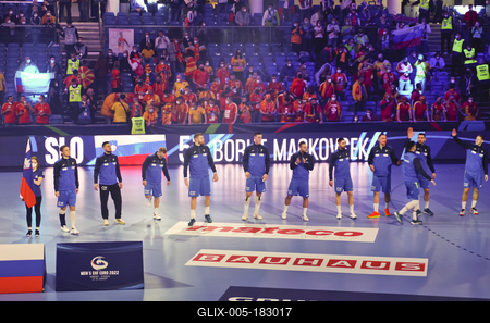 Mens' EHF Euro 2022 Debrecen(Főnix Arena)Slovenia v North Macedonia-stock-foto