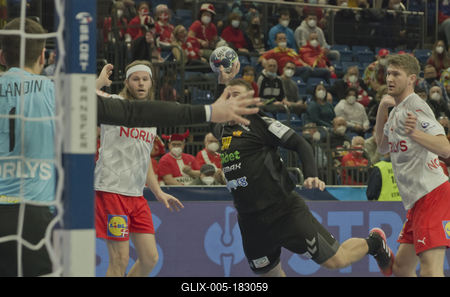 Mens' EHF Euro 2022 Debrecen(Főnix Arena)Denmark v Montenegro-stock-foto