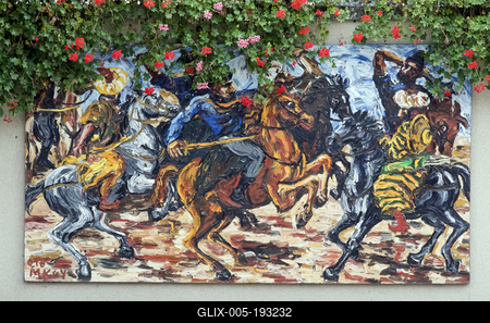 Hajdúszoboszló festményei és szobrai.-stock-foto