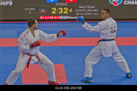 26th Karate World Senior Championsips Budapest 2023-stock-foto