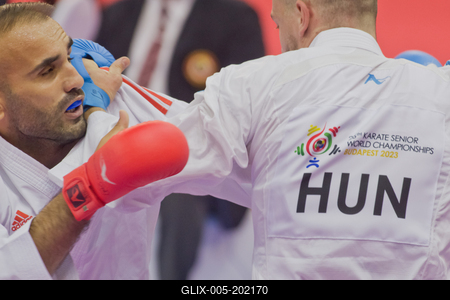 26th Karate World Senior Championsips Budapest 2023-stock-foto