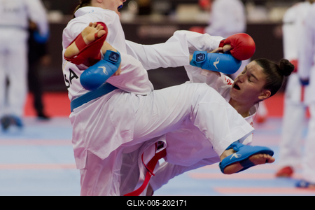 26th Karate World Senior Championsips Budapest 2023-stock-foto