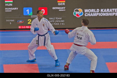 26th Karate World Senior Championsips Budapest 2023-stock-foto