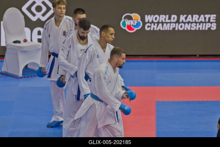 26th Karate World Senior Championsips Budapest 2023-stock-foto