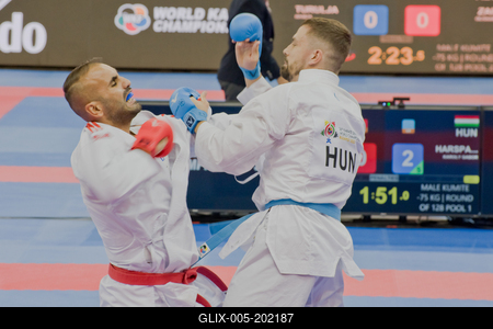 26th Karate World Senior Championsips Budapest 2023-stock-foto