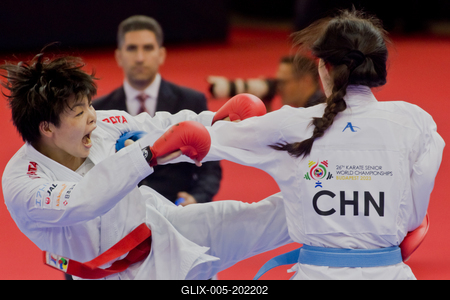 26th Karate World Senior Championsips Budapest 2023-stock-foto
