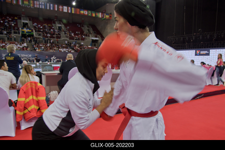 26th Karate World Senior Championsips Budapest 2023-stock-foto