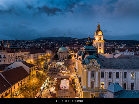 Aerial photo of Advent in Pecs, Hungary-stock-foto
