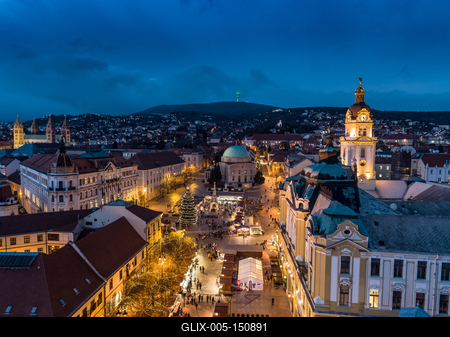 Aerial photo of Advent in Pecs, Hungary-stock-foto