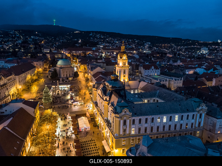 Aerial photo of Advent in Pecs, Hungary-stock-foto
