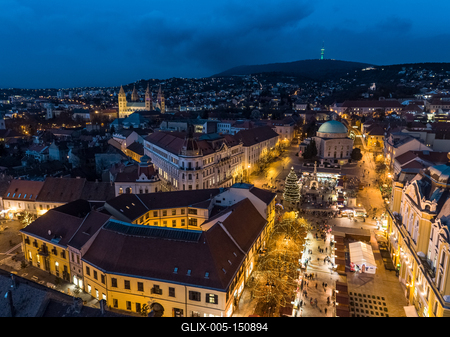 Aerial photo of Advent in Pecs, Hungary-stock-foto