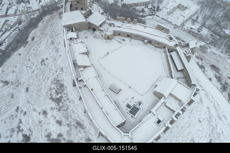 Sümeg, a vár télen-stock-foto