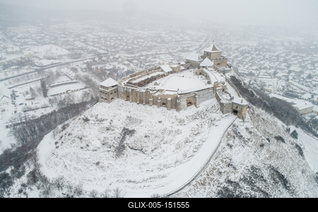 Sümeg, a vár télen-stock-foto