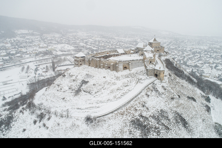 Sümeg, a vár télen-stock-foto