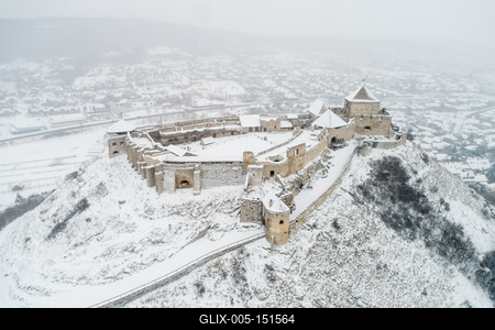 Sümeg, a vár télen-stock-foto