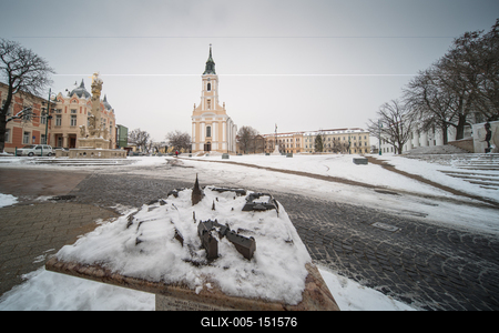 Szekszárd, a Béla király tér télen-stock-foto