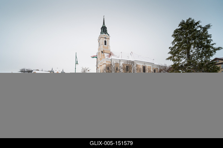 Szekszárd, a Béla király tér télen-stock-foto
