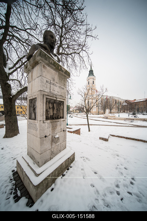 Szekszárd, a Béla király tér télen-stock-foto