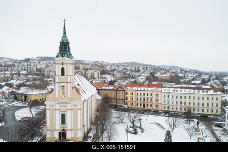 Szekszárd, a Béla király tér télen-stock-foto