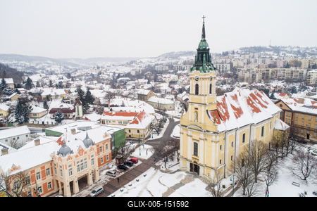 Szekszárd, a Béla király tér télen-stock-foto